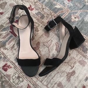 Franco Sarto Black Suede Strap Heels